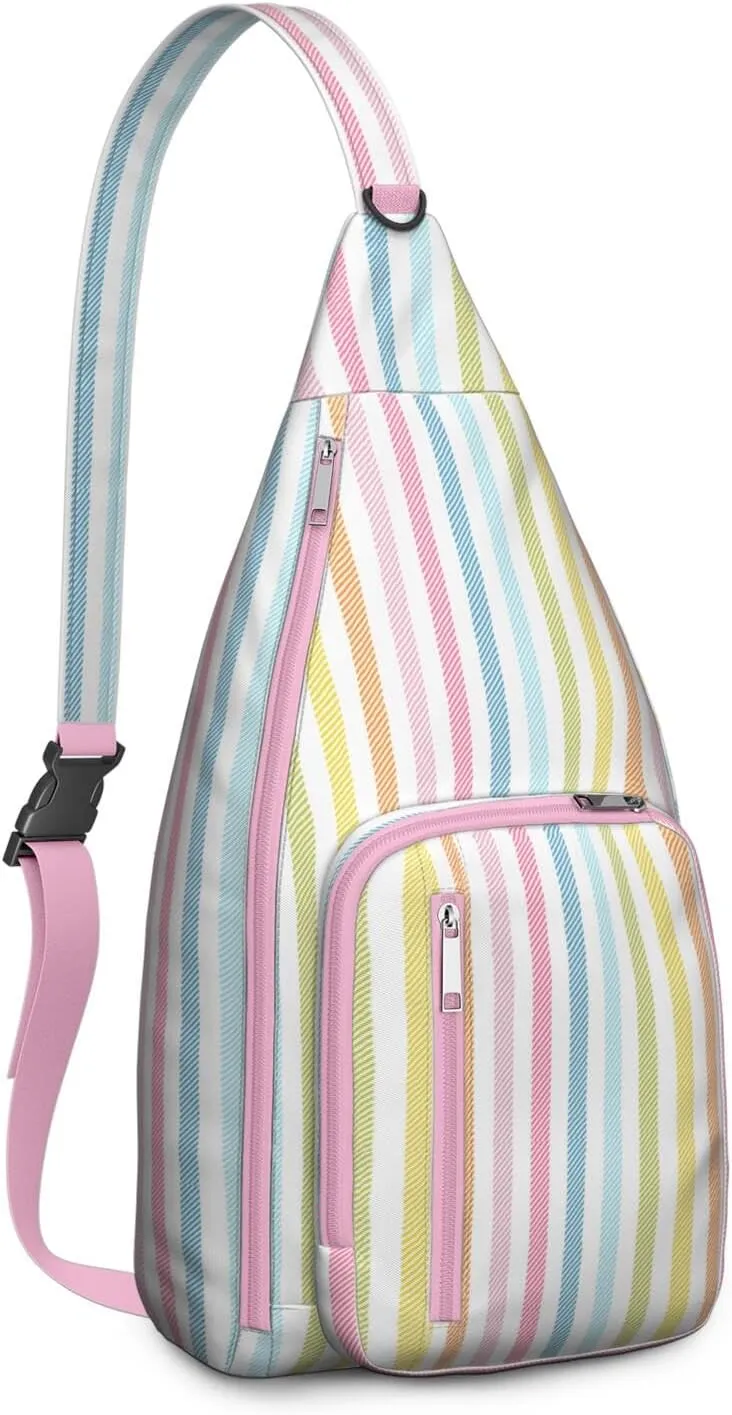 Rainbow Stripes Seamless Pattern Diagonal Crossbody Bag Daypack for Women Men Lightweight Waterproof Sling Bag Backpack Hiking Cycling