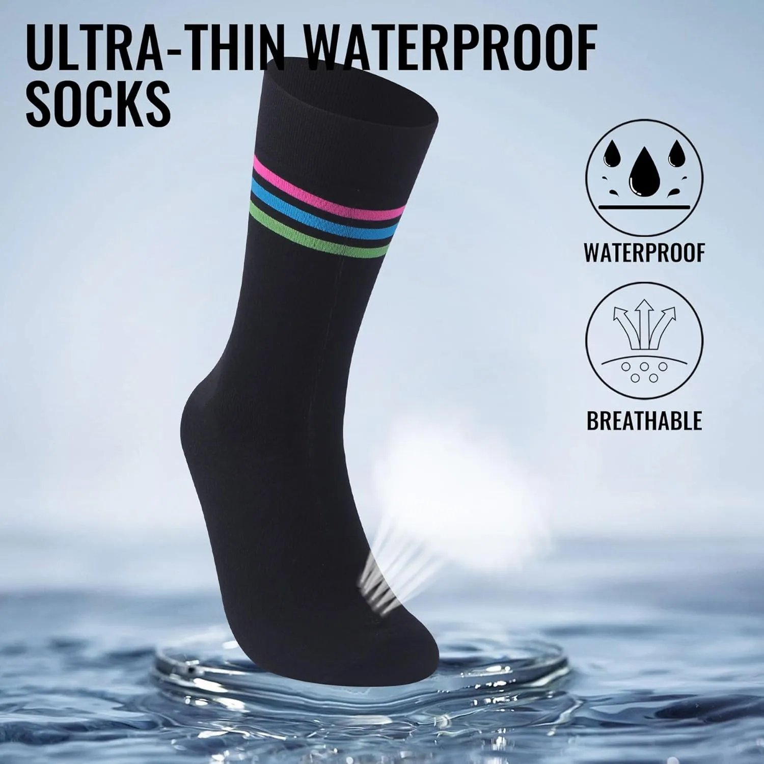 RANDY SUN Unisex Waterproof Socks 2.0 - Ultra Thin, Lightweight, Breathable for Sports Outdoor Activities