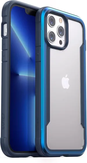 RAPTIC Shield Crystal Clear Case for iPhone 13 Pro Max, [ 5X Mil-Grade Drop Protection], [Not Yellowing Tech], Durable Anodized Shockproof Aluminum Frame Slim 13 Pro Max Case, 6.7 inch, Blue