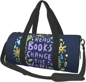 Read Books Change The World Sports Gym Bag Travel Duffel Bag Lightweight Weekender Overnight Bag With Adjustable Strap