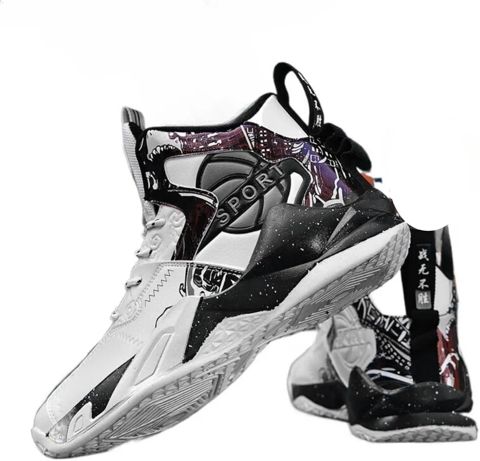 Rebound Basketball Shoes Men's Friction Sound Shock Absorption Breathable Sports Teen Marathon Running Shoes