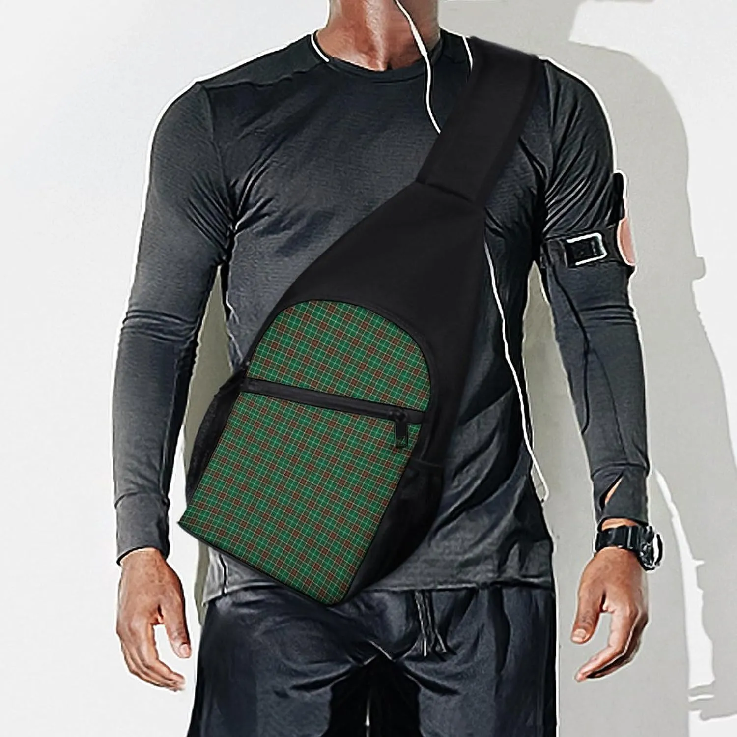 Red White Stripe Portable Chest Bag, Large Capacity Single Shoulder Chest Bag