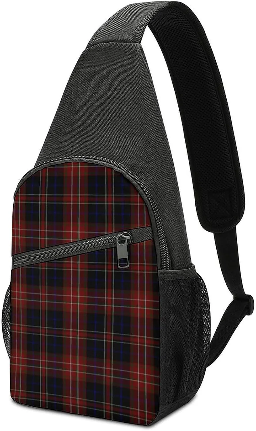 Red White Stripe Portable Chest Bag, Large Capacity Single Shoulder Chest Bag