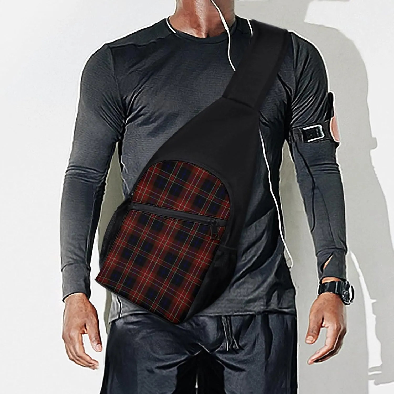 Red White Stripe Portable Chest Bag, Large Capacity Single Shoulder Chest Bag