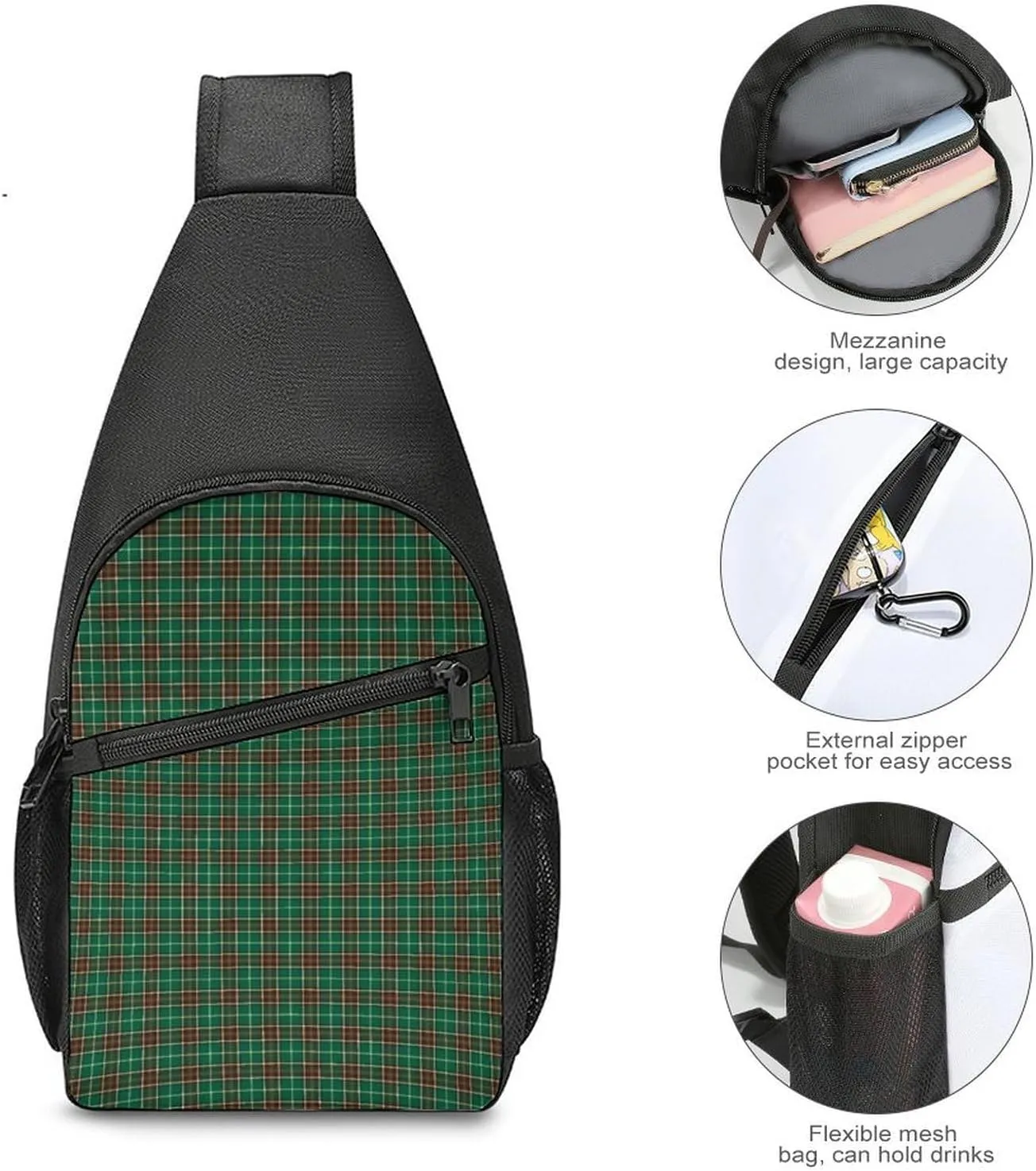 Red White Stripe Portable Chest Bag, Large Capacity Single Shoulder Chest Bag
