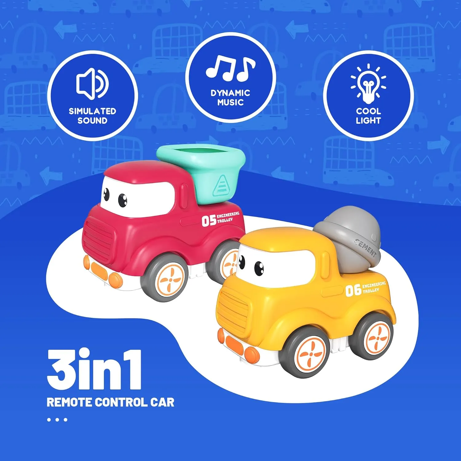 Remote Control Car for Toddlers 1-3,Safe & Durable Cartoon Silicone Crash-Resistant RC Car,Toys for Over 2-6 Old Red Cars with LED Light & Music,Christmas Birthday Gift Ideas for Kid Girls & Boys