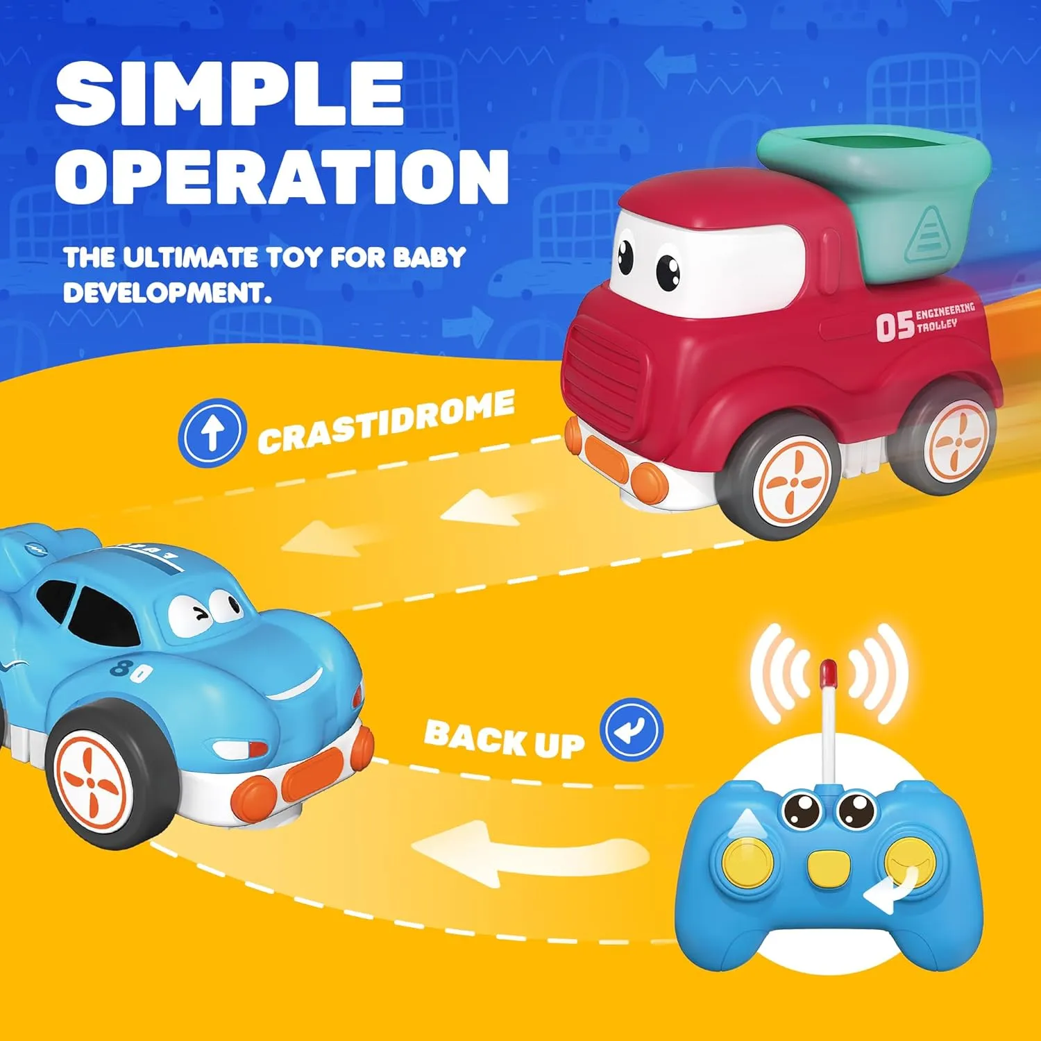 Remote Control Car for Toddlers 1-3,Safe & Durable Cartoon Silicone Crash-Resistant RC Car,Toys for Over 2-6 Old Red Cars with LED Light & Music,Christmas Birthday Gift Ideas for Kid Girls & Boys