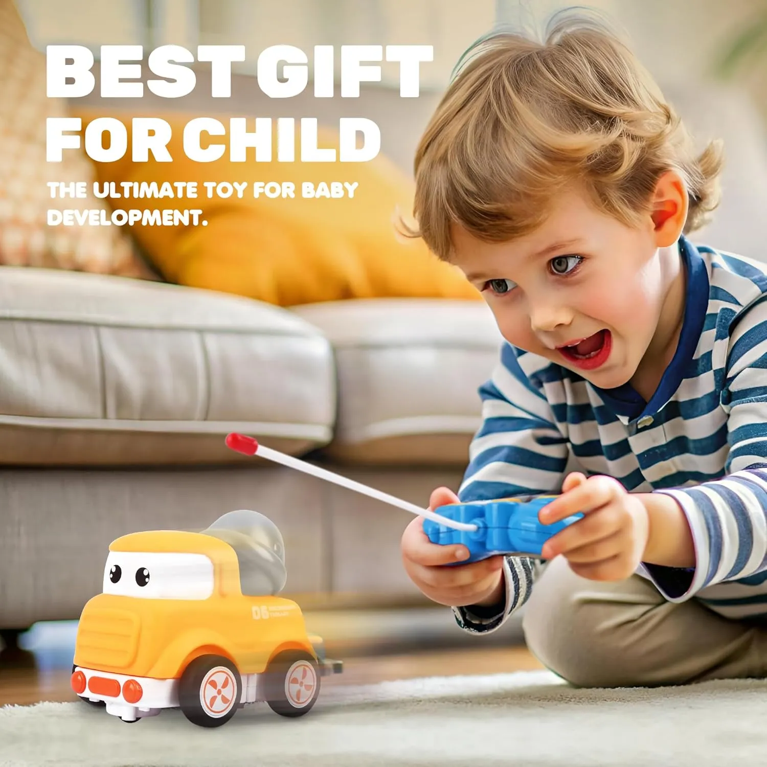 Remote Control Car for Toddlers 1-3,Safe & Durable Cartoon Silicone Crash-Resistant RC Car,Toys for Over 2-6 Old Red Cars with LED Light & Music,Christmas Birthday Gift Ideas for Kid Girls & Boys