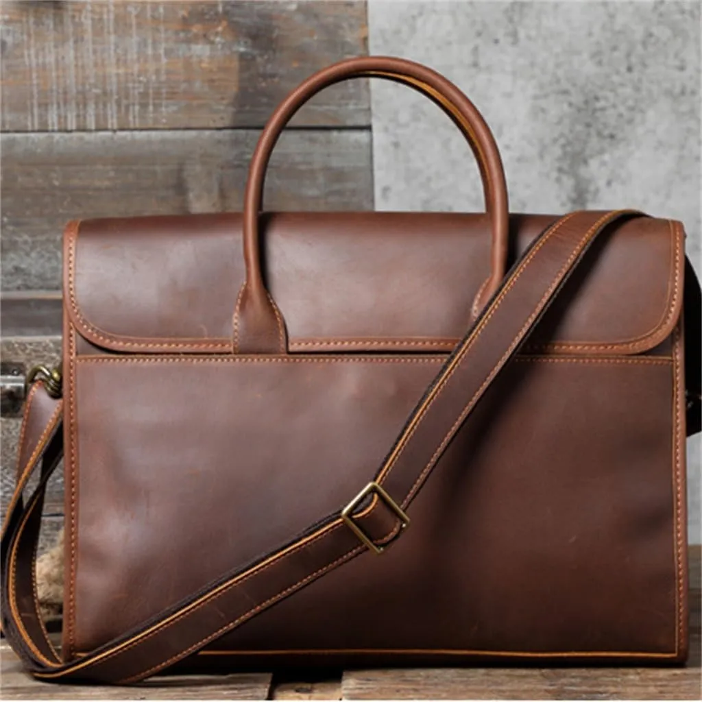 Retro Casual Briefcase Handbag Handbag Men's Single Shoulder Crossbody Bag Computer Bag
