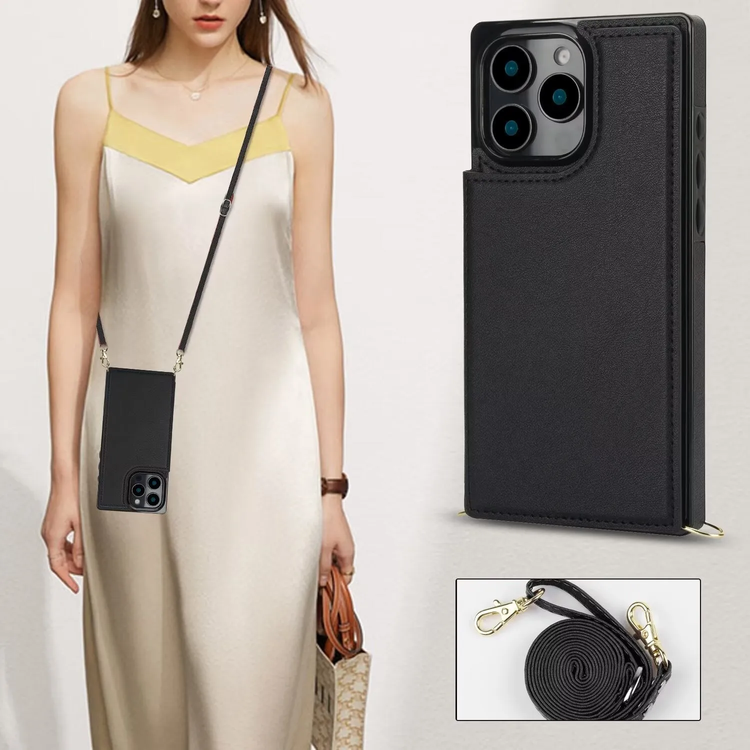 RFID Block Magnet Card Slot Strap Case For iPhone 16 15 14 13 12 11 PRO MAX C22