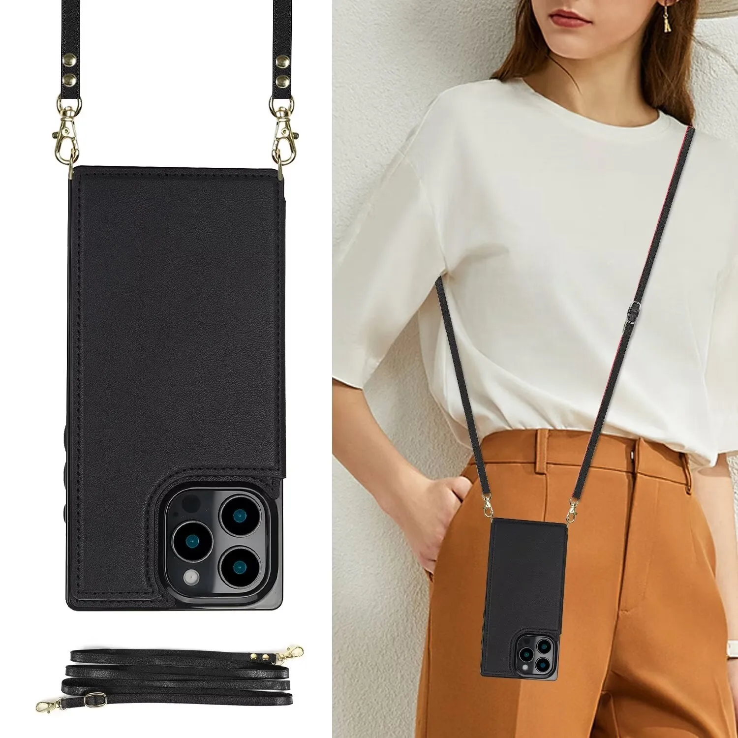 RFID Block Magnet Card Slot Strap Case For iPhone 16 15 14 13 12 11 PRO MAX C22