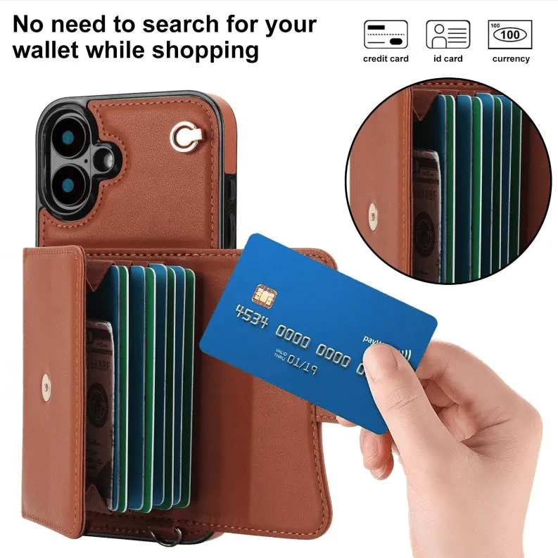 RFID Block Multi Functional Strap Case For iPhone 16 15 14 13 12 11 PRO MAX C15