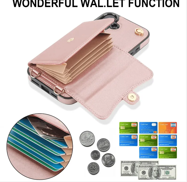 RFID Block Multi Functional Strap Case For iPhone 16 15 14 13 12 11 PRO MAX C16