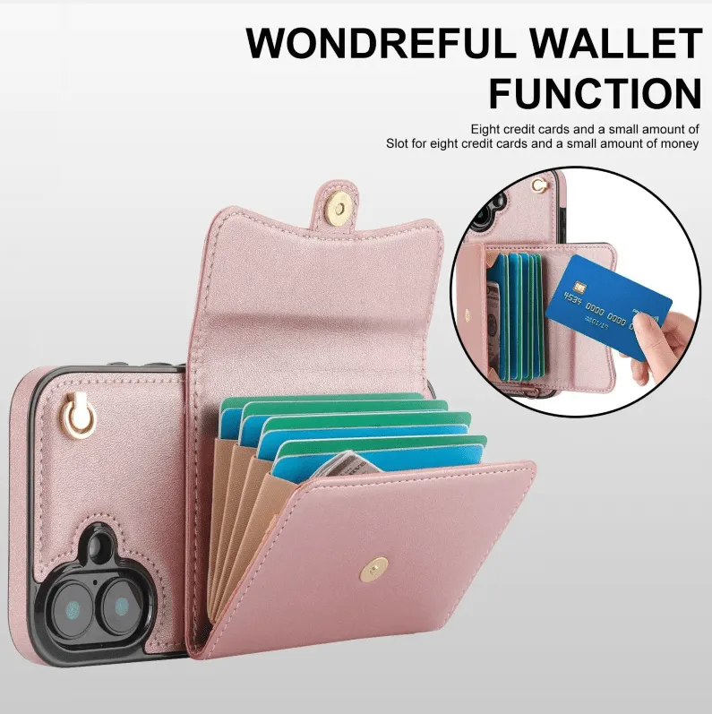 RFID Block Multi Functional Strap Case For iPhone 16 15 14 13 12 11 PRO MAX C16