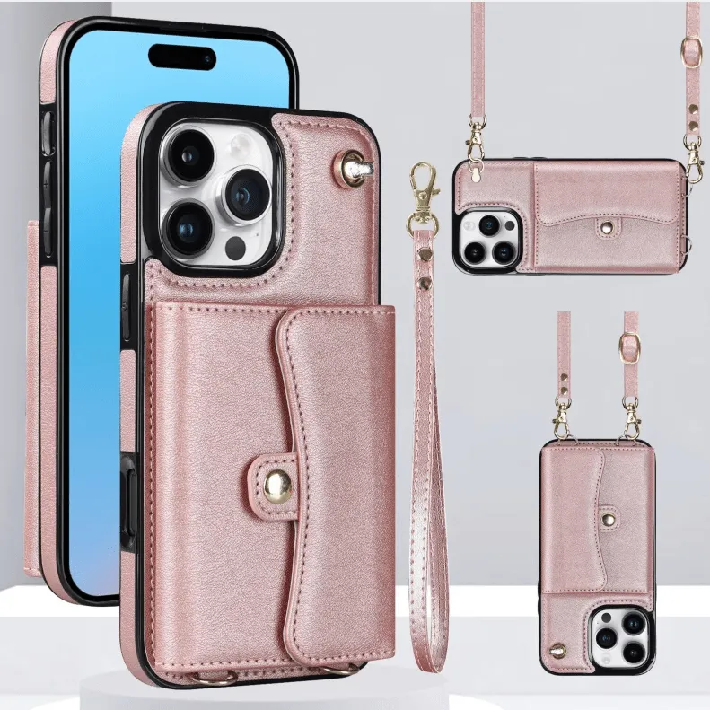 RFID Block Multi Functional Strap Case For iPhone 16 15 14 13 12 11 PRO MAX C16