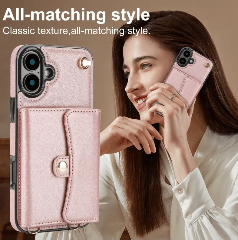 RFID Block Multi Functional Strap Case For iPhone 16 15 14 13 12 11 PRO MAX C16