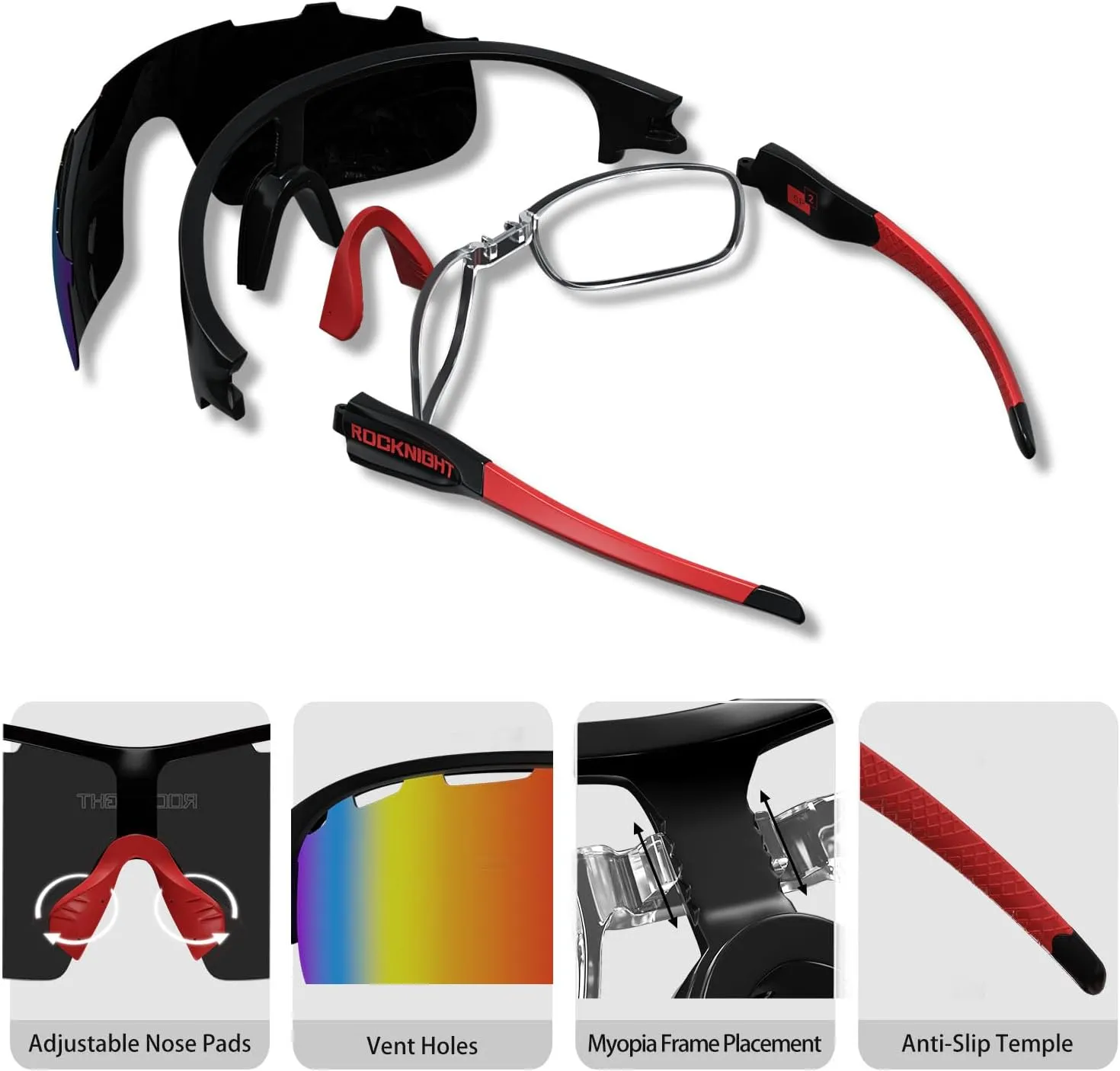 ROCKNIGHT HD Polarized Sports Sunglasses for Cycling, Biking, Baseball & Volleyball Etc- UV Protection, Lightweight & Durable