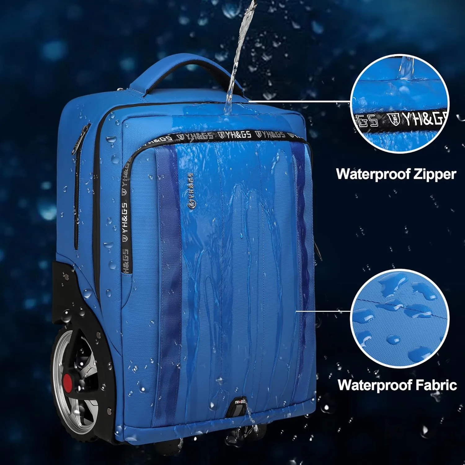 Rolling Backpack, Travel Backpack with Wheels, Rolling Backpack for Women Men, Carry on Luggage with Rolling Laptop Backpack for Travel Work, Fit 17.3 Inch Notebook Men Women (Blue)