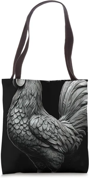 Rooster PC Hatch Pattern - Rustic Farm Animal Design Tote Bag