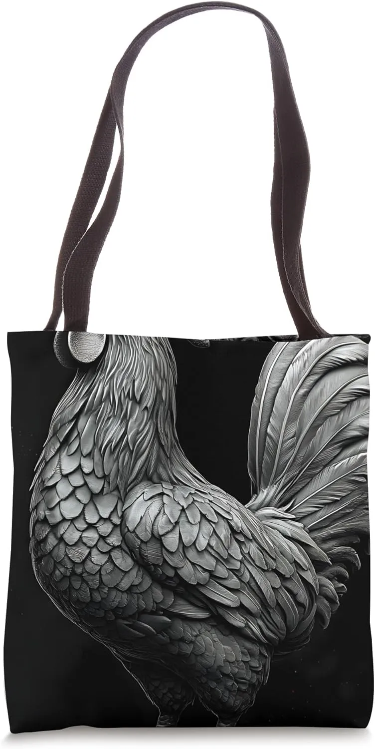Rooster PC Hatch Pattern - Rustic Farm Animal Design Tote Bag