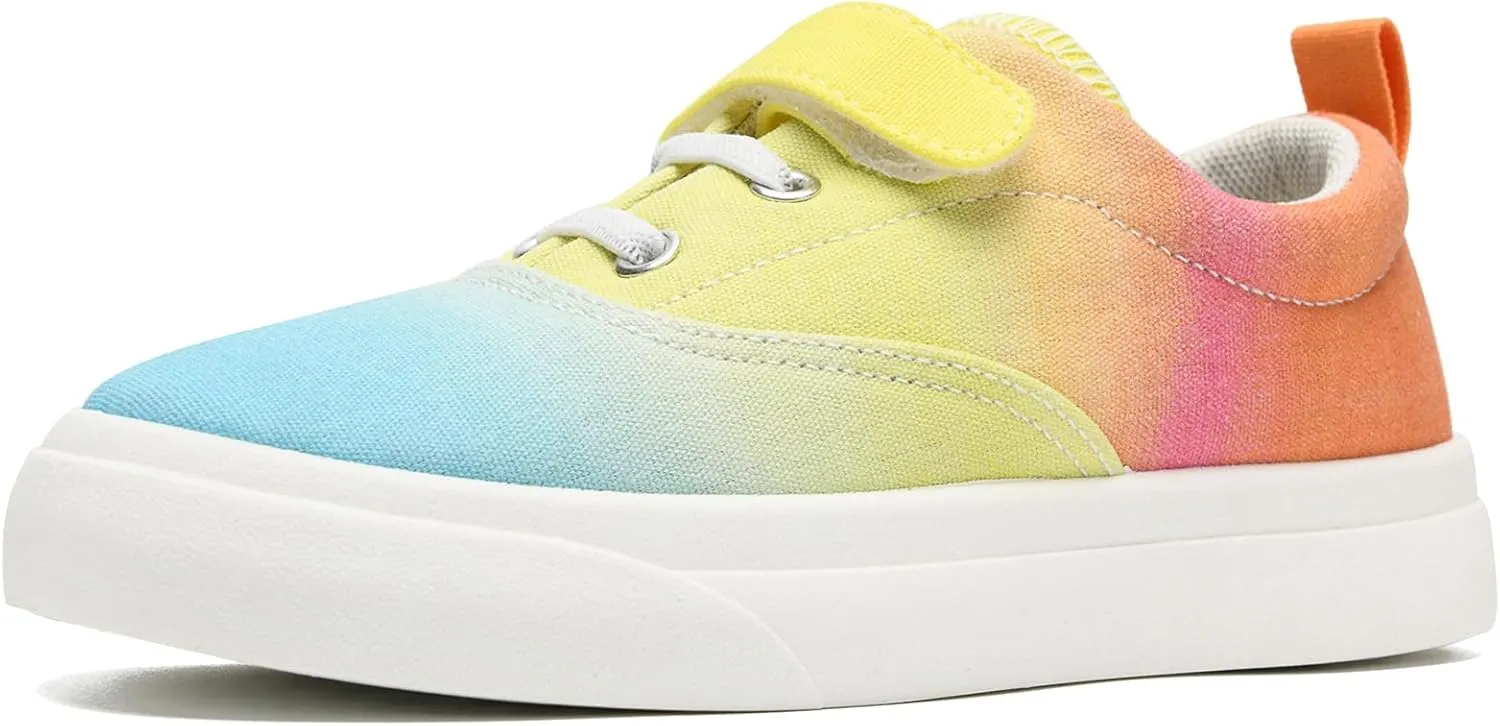 rosyclo Canvas Sneakers for Boys and Girls, Toddler Kids Walking Shoes Lightweight Breathable Non-Slip Soft Adjustable Strap Baby Boy Girl Outdoor Casual Tennis Shoe for Little Big Kid