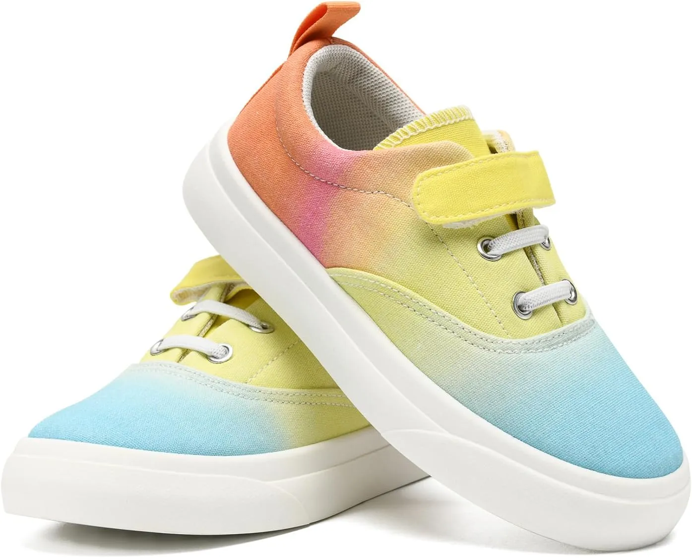rosyclo Canvas Sneakers for Boys and Girls, Toddler Kids Walking Shoes Lightweight Breathable Non-Slip Soft Adjustable Strap Baby Boy Girl Outdoor Casual Tennis Shoe for Little Big Kid