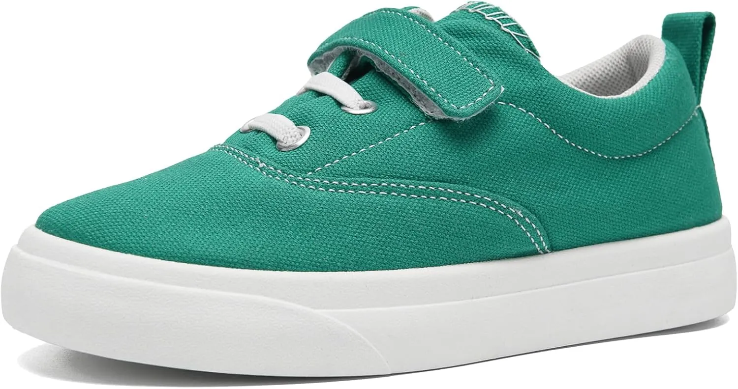 rosyclo Canvas Sneakers for Boys and Girls, Toddler Kids Walking Shoes Lightweight Breathable Non-Slip Soft Adjustable Strap Baby Boy Girl Outdoor Casual Tennis Shoe for Little Big Kid