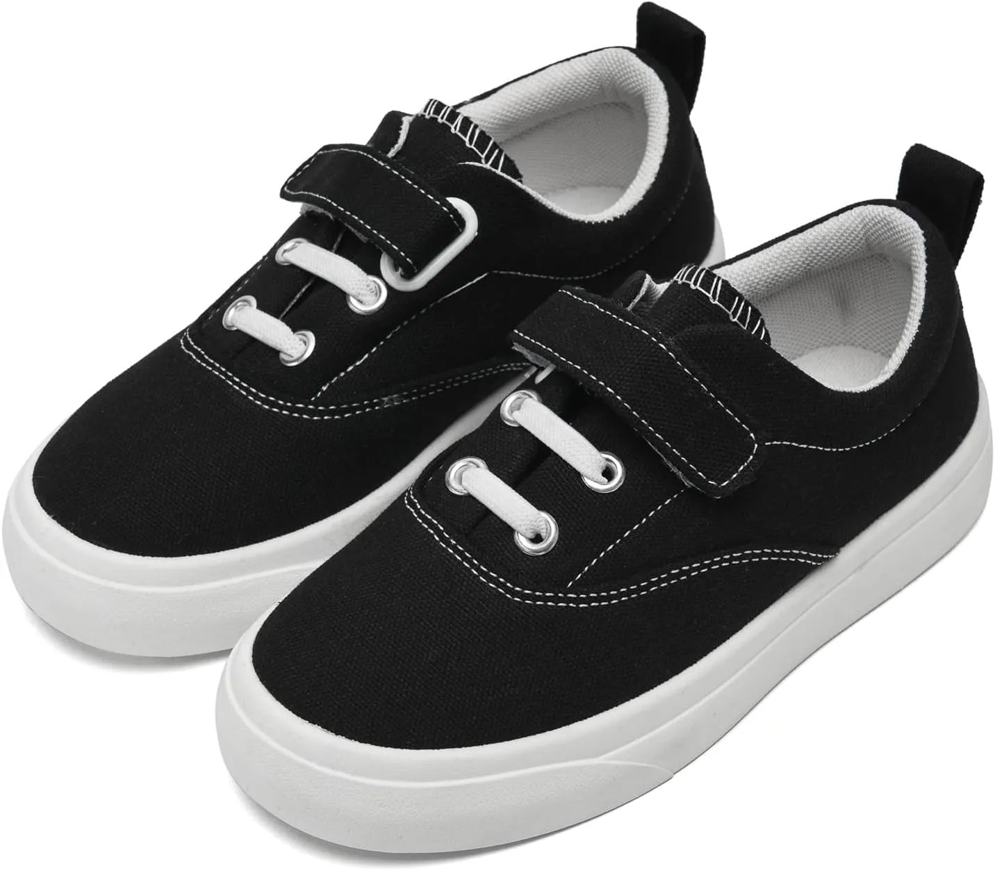 rosyclo Canvas Sneakers for Boys and Girls, Toddler Kids Walking Shoes Lightweight Breathable Non-Slip Soft Adjustable Strap Baby Boy Girl Outdoor Casual Tennis Shoe for Little Big Kid