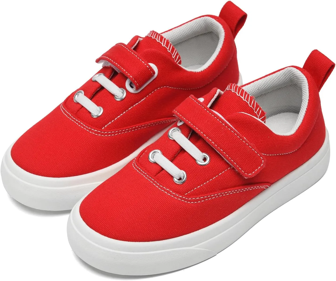 rosyclo Canvas Sneakers for Boys and Girls, Toddler Kids Walking Shoes Lightweight Breathable Non-Slip Soft Adjustable Strap Baby Boy Girl Outdoor Casual Tennis Shoe for Little Big Kid