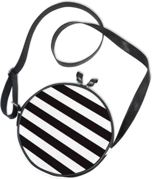 Round Crossbody Bag Small Circle Purse Zip Handbag for Women