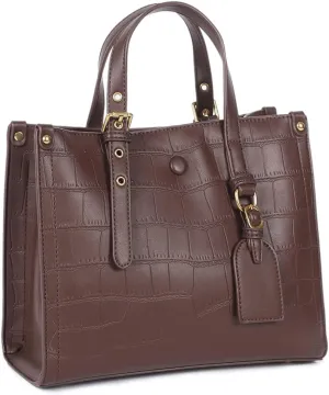 ROUROU Crocodile Print Handbag for Women Genuine Leather Tote Bag Large Capacity Shoulder Bag Fashion Crossbody Bag Purse