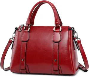ROUROU Genuine Leather Handbag for Women Top Handle Crossbody Bag Satchel Large Capacity Shoulder Bag Fashion Tote Bag
