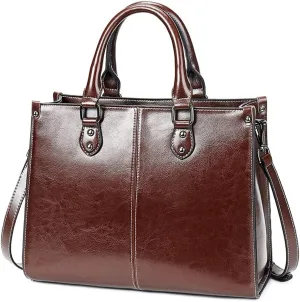 ROUROU Genuine Leather Tote Bag for Women Top Handle Crossbody Bag Hobo Handbag Large Capacity Shoulder Bag Purse