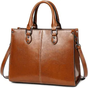 ROUROU Genuine Leather Tote Bag for Women Top Handle Crossbody Bag Hobo Handbag Large Capacity Shoulder Bag Purse