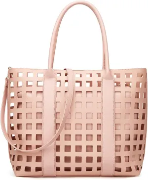 ROUROU Top Handle Satchel for Women Hollow Texture Shoulder Bag Large Capacity Handbag Fashion Crossbody Bag Purse Set 2pcs