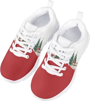 Running Shoes Casual Comfy Outdoor Sneakers for Boys Girls Lightweight Lace-Up Travel Shoes for Walking US Little Kid 11-13 Big Kid 1-5 White Sole