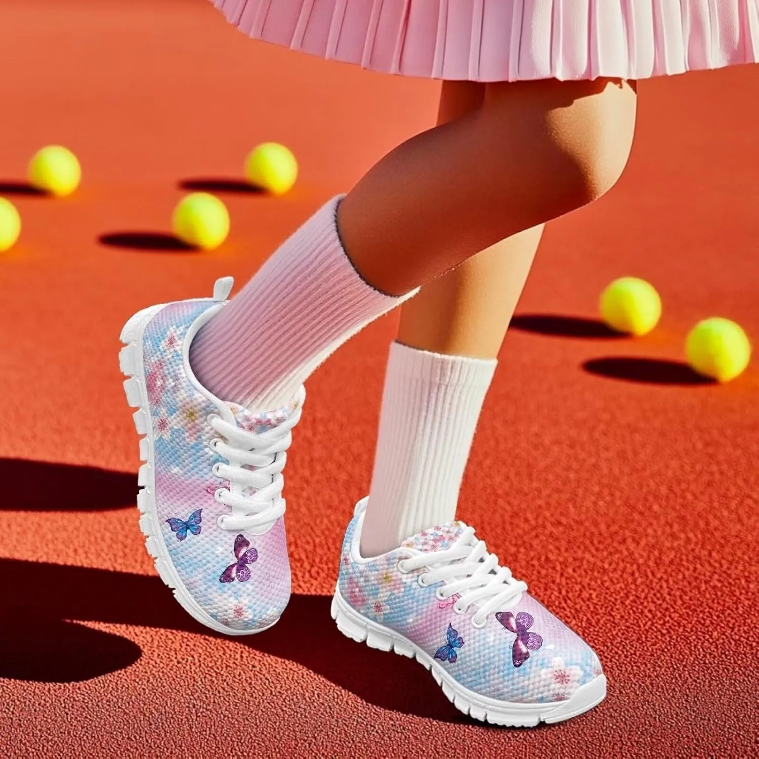 Running Shoes Casual Comfy Outdoor Sneakers for Boys Girls Lightweight Lace-Up Travel Shoes for Walking US Little Kid 11-13 Big Kid 1-5 White Sole