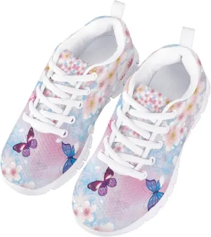 Running Shoes Casual Comfy Outdoor Sneakers for Boys Girls Lightweight Lace-Up Travel Shoes for Walking US Little Kid 11-13 Big Kid 1-5 White Sole