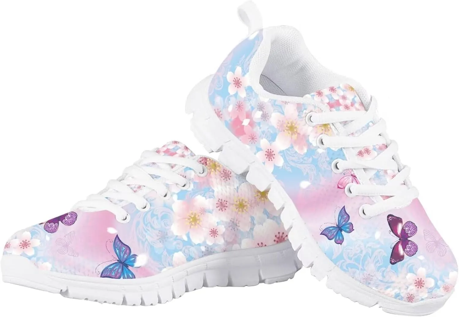 Running Shoes Casual Comfy Outdoor Sneakers for Boys Girls Lightweight Lace-Up Travel Shoes for Walking US Little Kid 11-13 Big Kid 1-5 White Sole