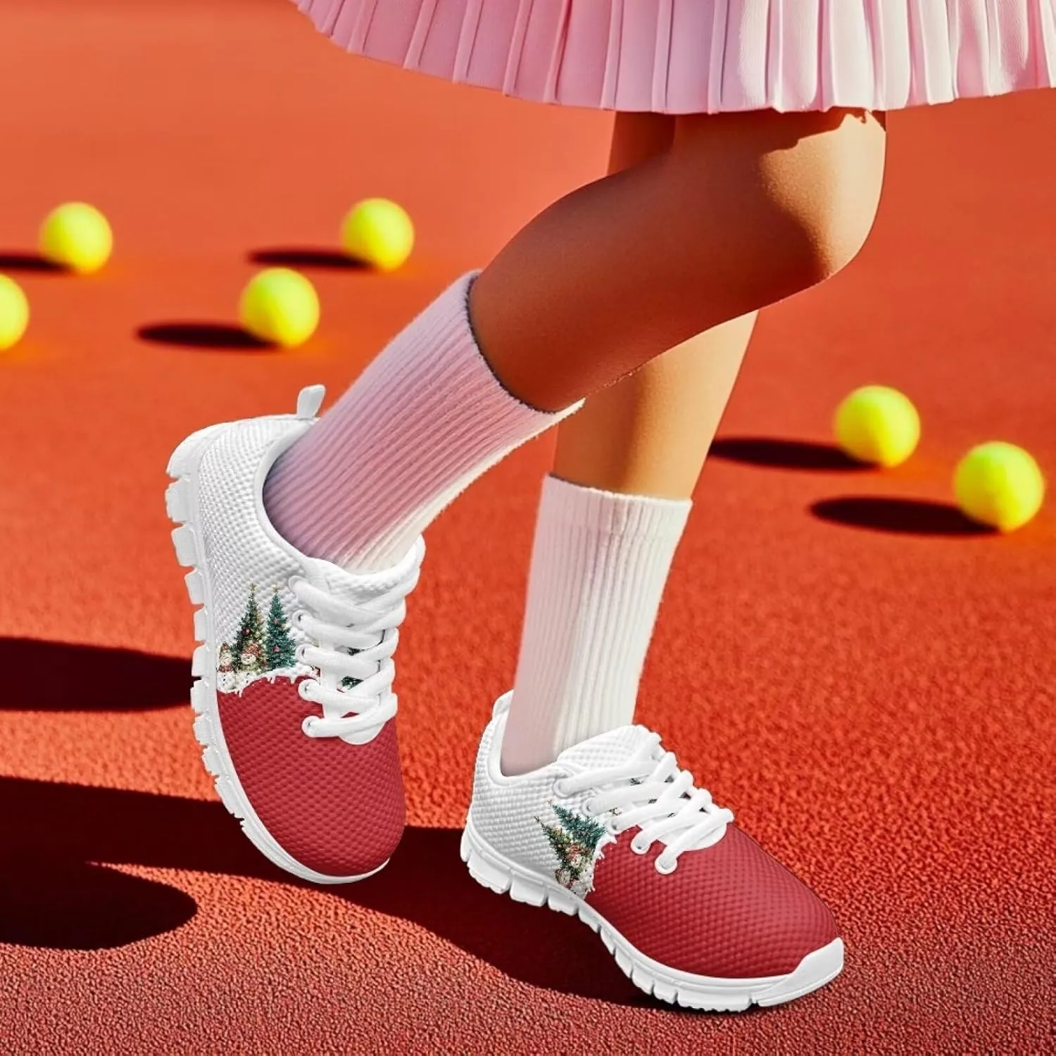 Running Shoes Casual Comfy Outdoor Sneakers for Boys Girls Lightweight Lace-Up Travel Shoes for Walking US Little Kid 11-13 Big Kid 1-5 White Sole