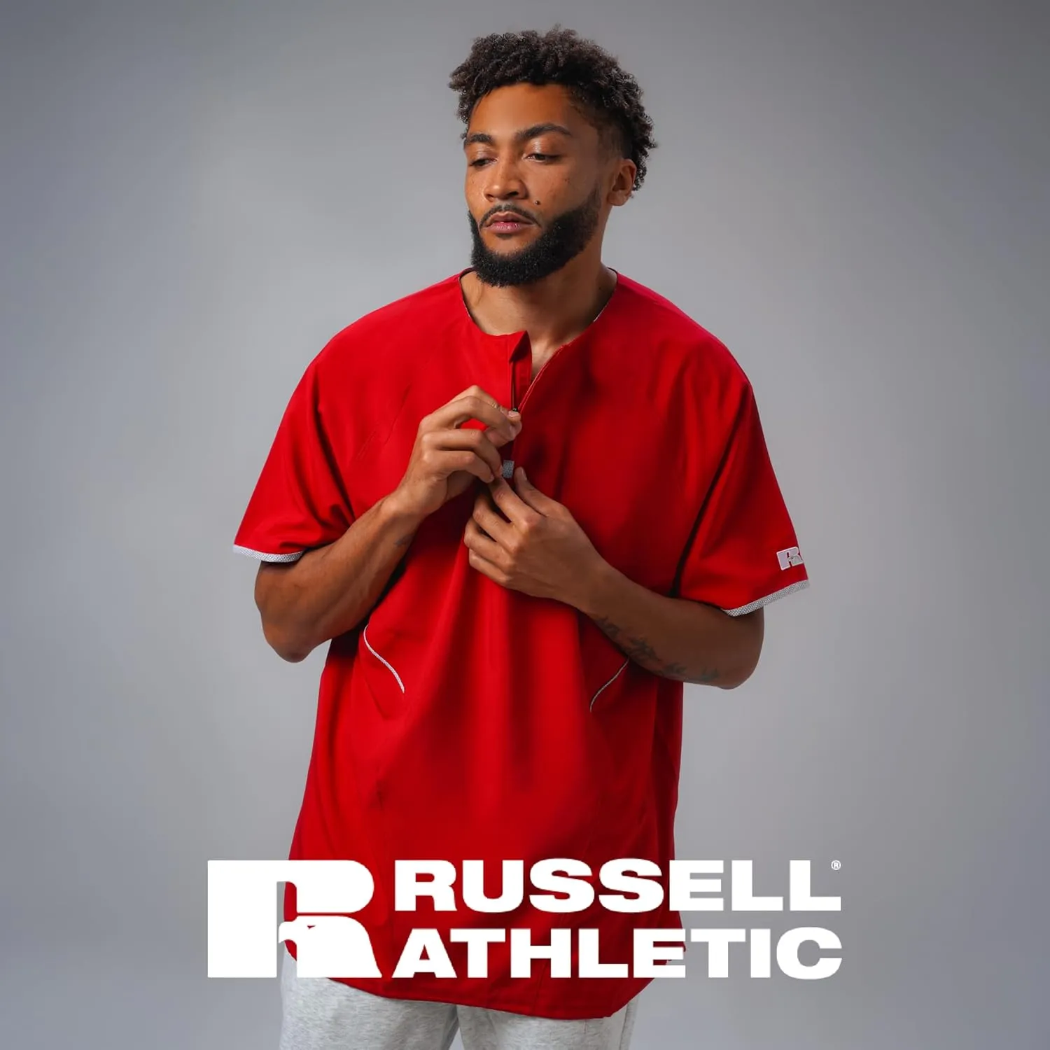 Russell Athletic Men's Short Sleeve Pullover Cage Jacket - Lightweight Sports Outerwear
