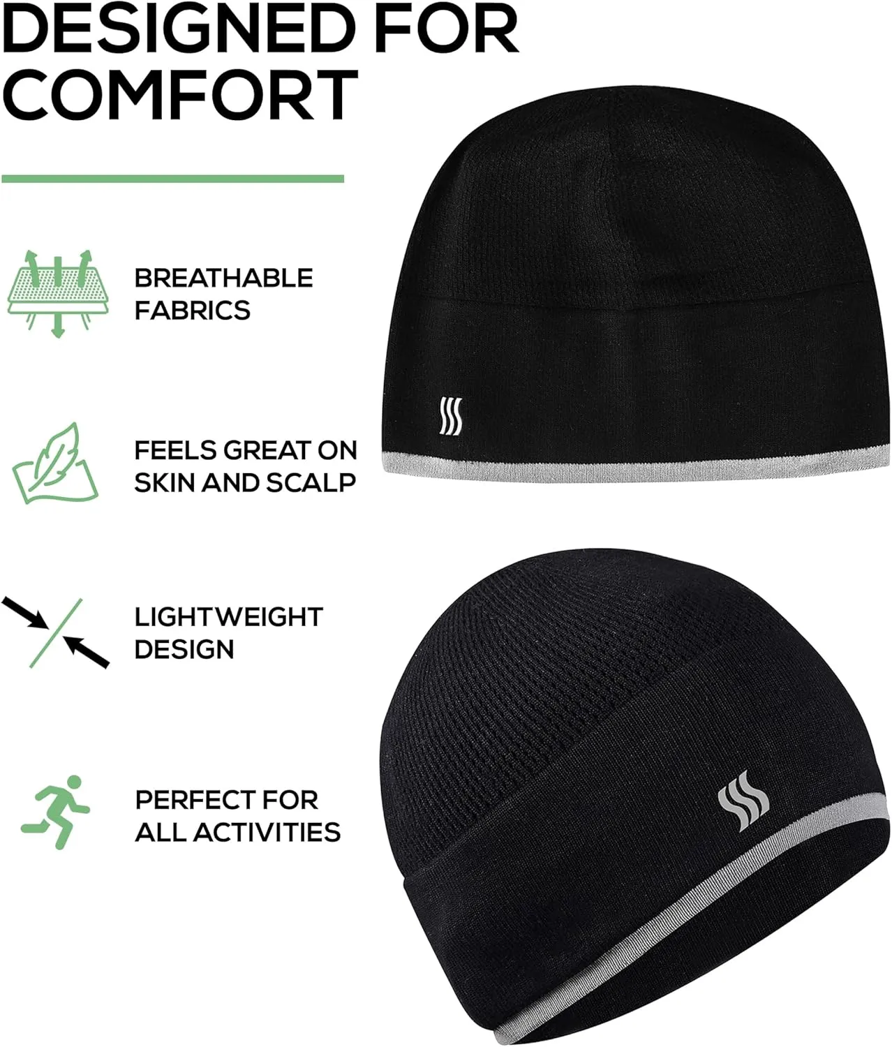 SAAKA Bamboo Beanie Hat & Skull Cap. Soft & Lightweight. Running, Snow Sports. for Men & Women