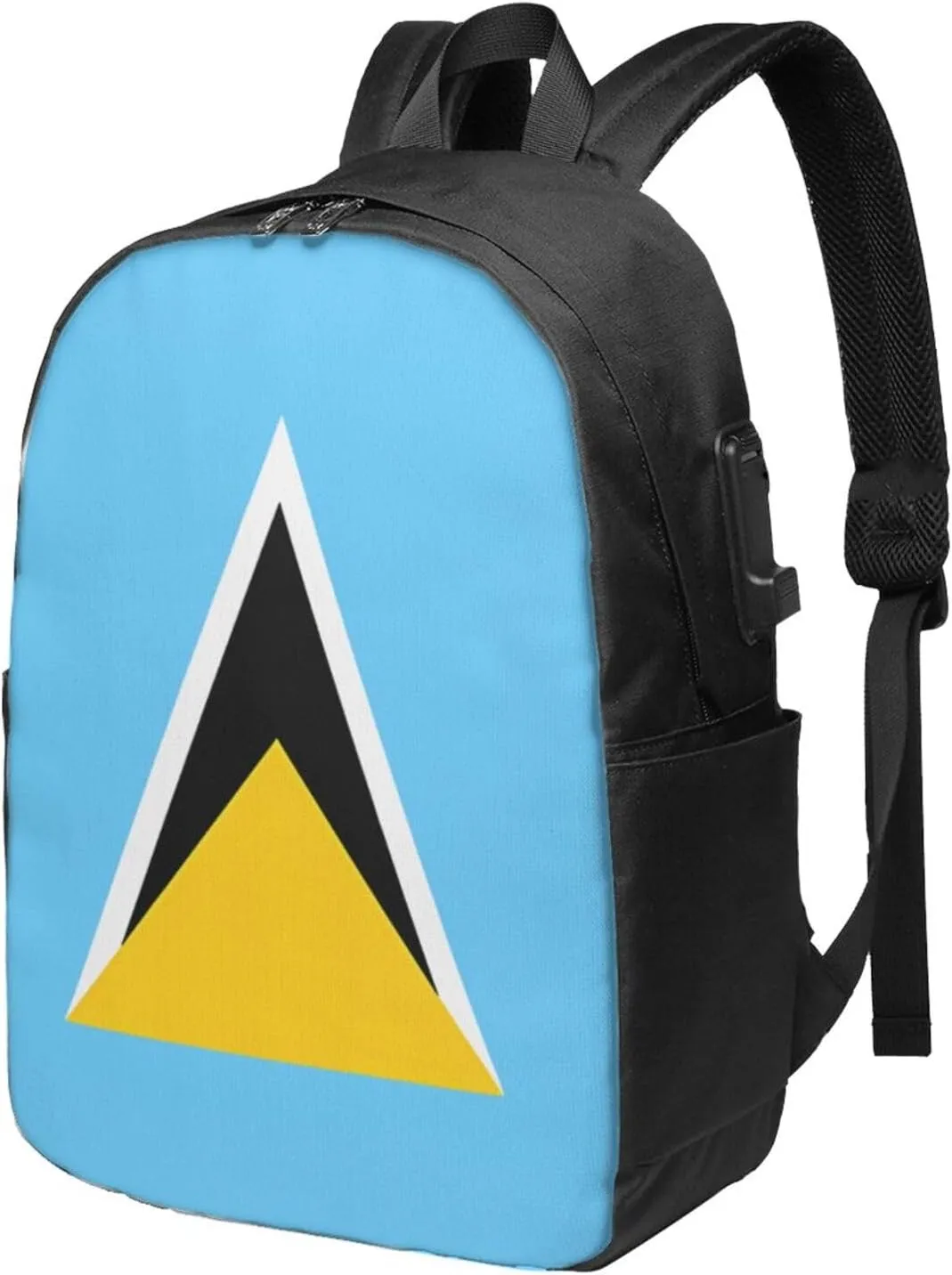 Saint Lucia Flag Laptop Backpacks Travel Backpack Casual Business Daypack Sport Rucksack Computer Bag Fits up to 17 Inch Notebook with USB Port