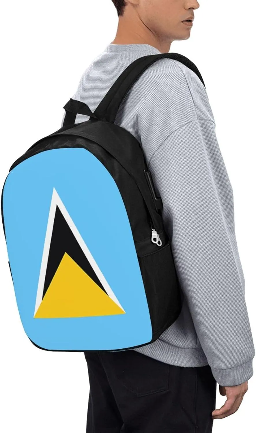 Saint Lucia Flag Laptop Backpacks Travel Backpack Casual Business Daypack Sport Rucksack Computer Bag Fits up to 17 Inch Notebook with USB Port