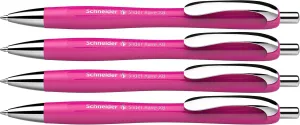 Schneider Slider Rave XB 132554 Ballpoint Pen (Limited Special Edition in Power Pink, Made in Germany) Pack of 4 Ink Colour: Blue