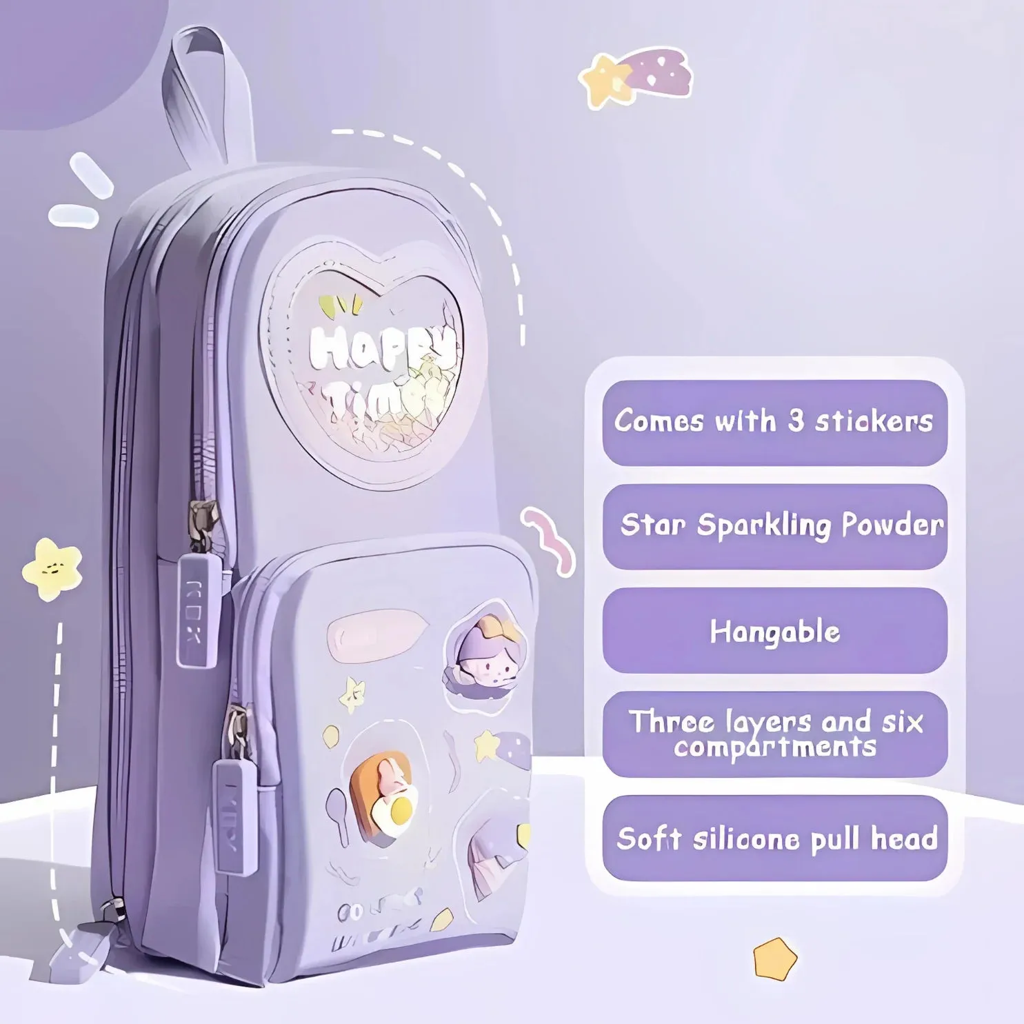 School Bag Shape Kawaii Pencil Pouch