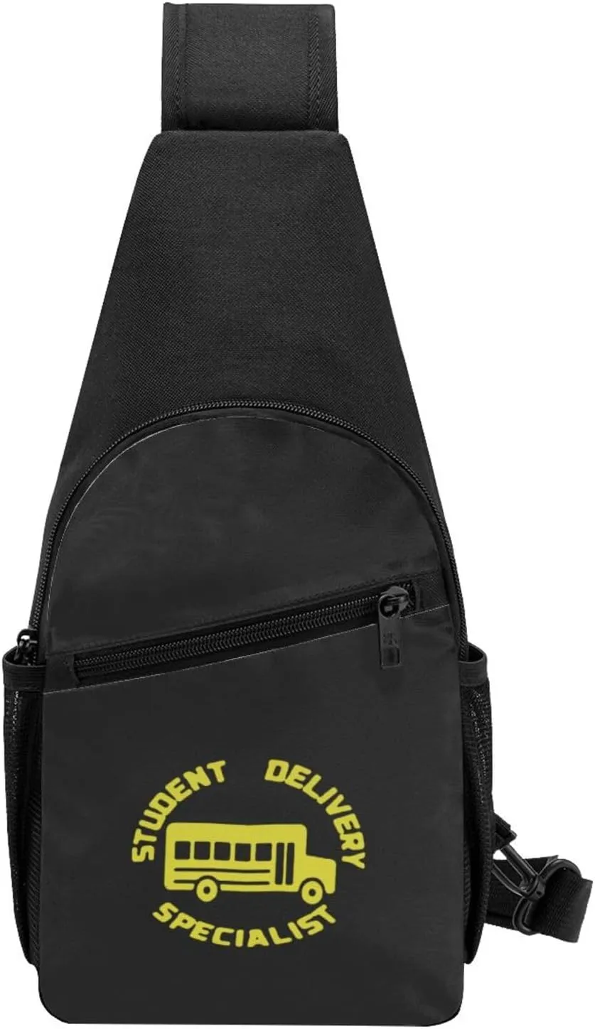 School Bus Driver Unisex Chest Bag Lightweight Crossbody Shoulder Bag Travel Pocket Black