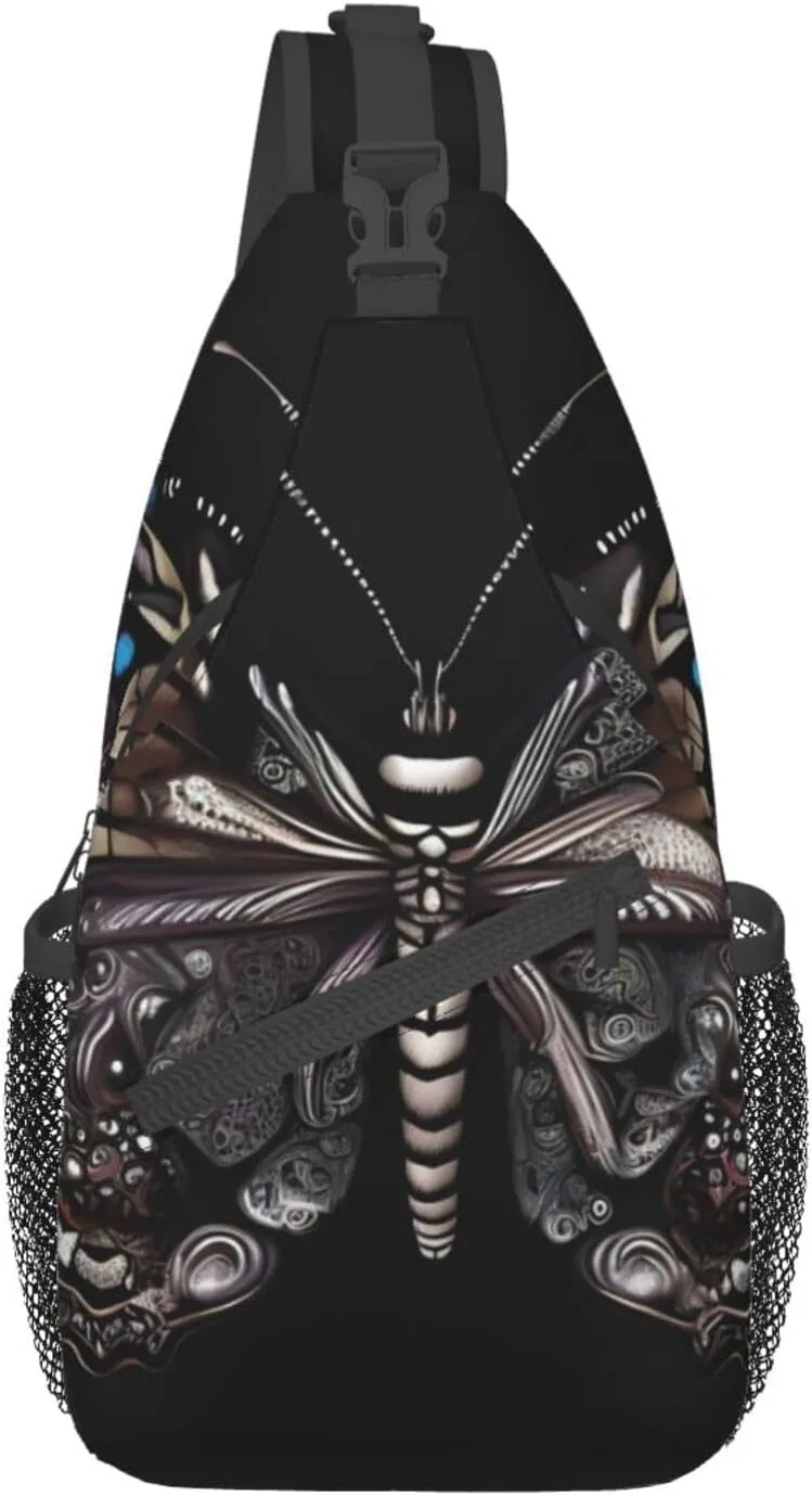 Science Butterfly Crossbody Bag, Men'S And Women'S Chest Crossbody Bag, Zipper Closure, Strap Length Adjustable