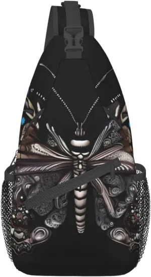 Science Butterfly Crossbody Bag, Men'S And Women'S Chest Crossbody Bag, Zipper Closure, Strap Length Adjustable