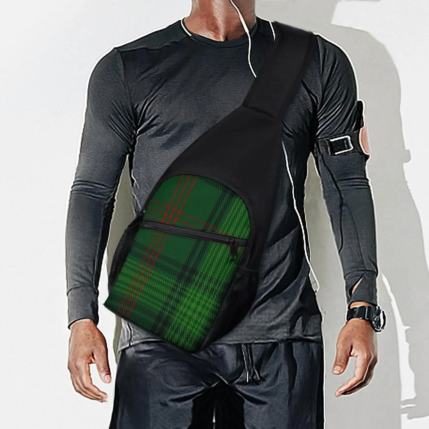 Scottish Clan Buchanan Tartan Portable Chest Bag, Large Capacity Single Shoulder Chest Bag